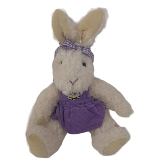 Russ‎ Berrie Blushes Cream Bunny Rabbit Purple Dress Stuffed Animal Plush Toy 6" - Picture 1 of 8